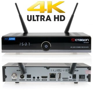 OCTAGON SF8008 4K UHD 2160P H.265 HEVC E2 Linux Dual WiFi DVB-S2X & T2C Combo Receiver + 1TB Festplatte USB 3.0