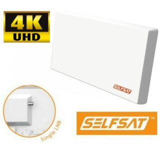 Selfsat H22D+ Flachantenne mit Single LNB inkl. Fensterhalterung