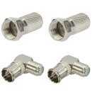 2x F-Stecker 7mm + 2x F-Quickwinkelstecker 90°
