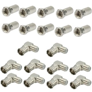 10x F-Stecker 7mm + 10x F-Quickwinkelstecker 90°