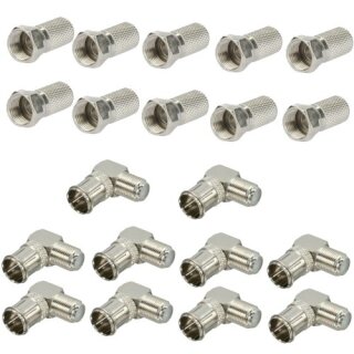 10x F-Stecker 7mm + 10x F-Quickwinkelstecker 90