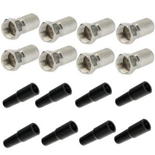 8x F-Stecker 7mm + 8x Gummitülle für F-Stecker UV und Witterungsbeständig