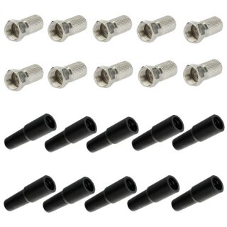 10x F-Stecker 7mm + 10x Gummitlle fr F-Stecker UV und Witterungsbestndig