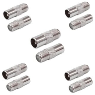 5x Stck Adapter F-Buchse - IEC-Stecker