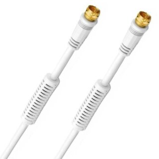 SAT Kabel TV Antennenkabel F-Stecker 1,5m Gold 135 dB Mantelstromfilter Wei 4K 8K