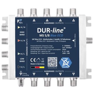 DUR-line MS 5/8 blue eco - Multischalter ( Betrieb ohne Netzteil ) 4K 8K tauglich