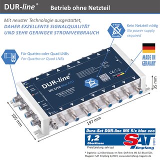 DUR-line MS 5/16 blue eco - Multischalter ( Betrieb ohne Netzteil ) 4K 8K tauglich