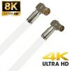 TV Antennenkabel Koaxkabel RG6 Winkel Stecker Winkel Kupplung135dB HD 4K 8k HQ 7mm Weiß 16 Meter